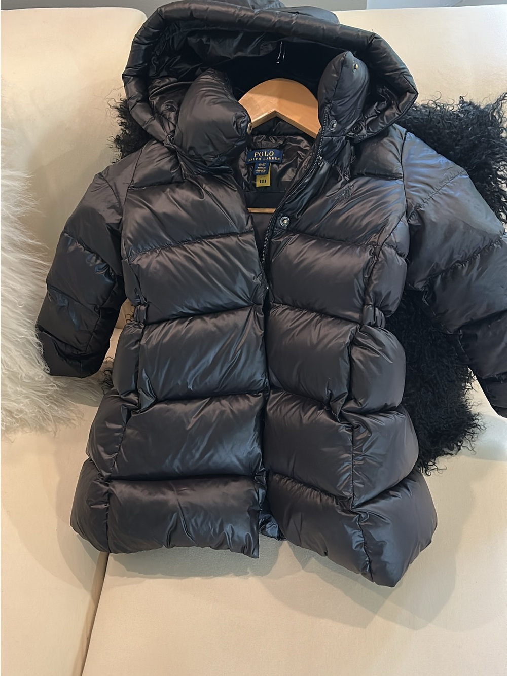 Polo by Ralph Lauren Kids Black Puffer Jacket with Hood
